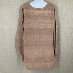 J. Jill Sweater Women XL Tan Cotton Blend Ribbed Space Dye Relaxed Classic Boho